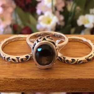 Silpada Sterling Silver Smoky Quartz Ring Set R1384